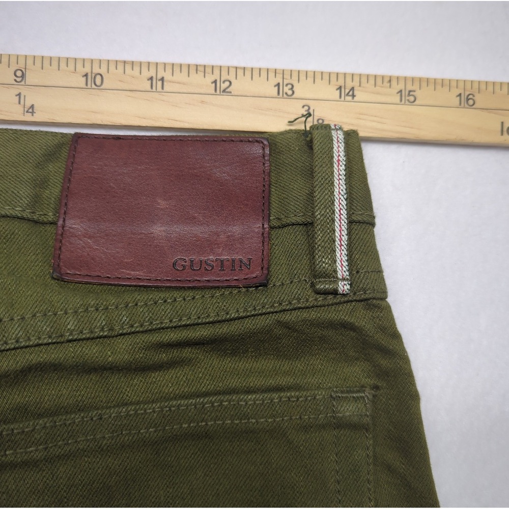 Gustin Jeans Mens 30x30 Military Green Slim Skinny Tapered Selvedge Denim - Picture 11 of 11